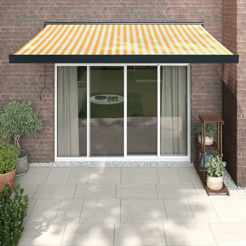 Uittrekbare luifel van gepoedercoat aluminium voor terrasplezier - 1 / Geel en zwart / 300 x 250 cm - Zonwering