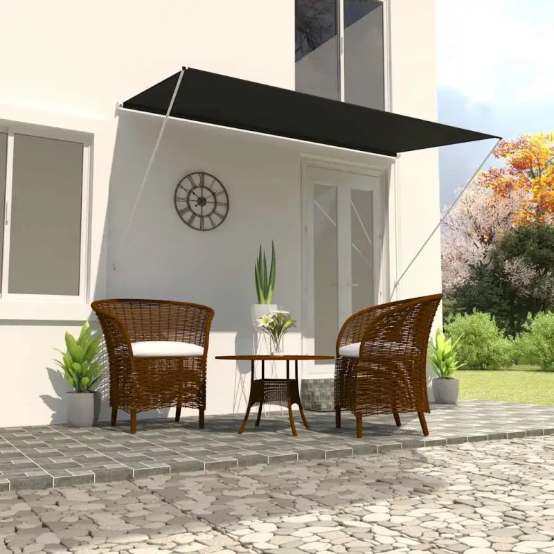 Uittrekbare zonwering met stalen frame voor terras en raam - Antraciet / 350 x 150 cm / 1 - Zonwering
