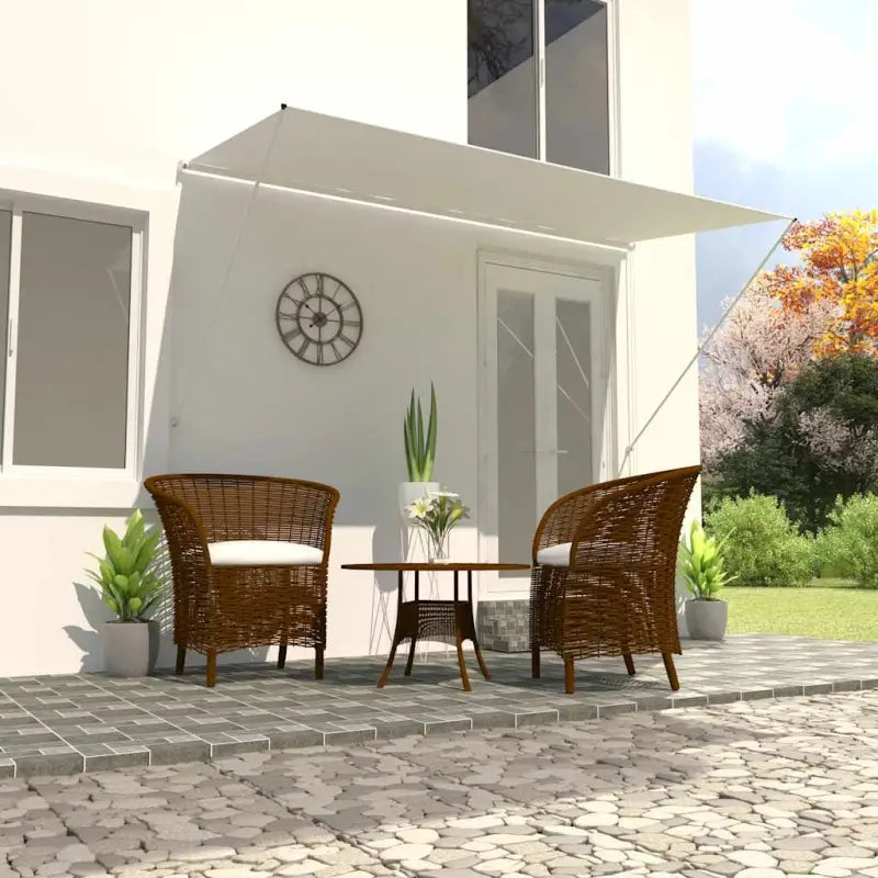 Uittrekbare zonwering met stalen frame voor terras en raam - Crème / 350 x 150 cm / 1 - Zonwering