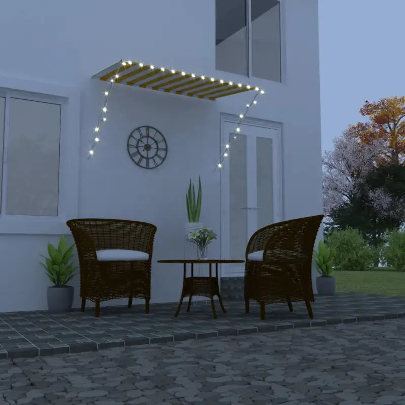Uittrekbare zonwering voor raam terras en tuin - Geel en wit / 250 x 150 cm / 1 - Zonwering