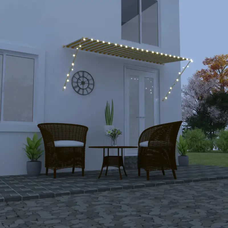 Uittrekbare zonwering voor raam terras en tuin - Geel en wit / 300 x 150 cm / 1 - Zonwering