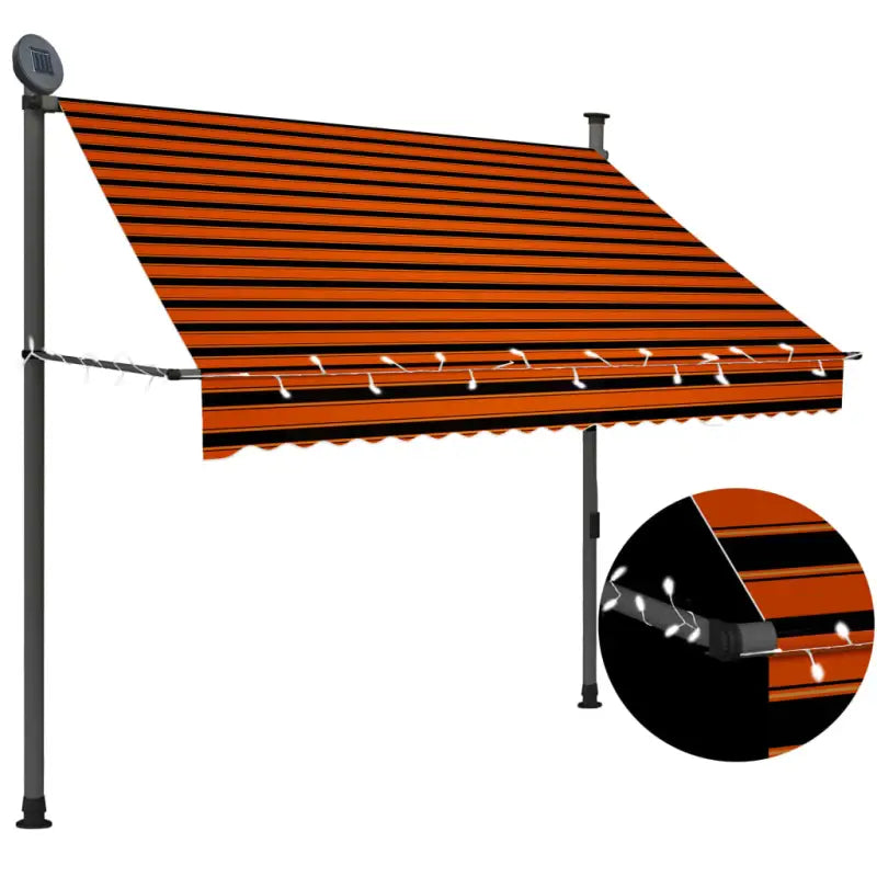 Uittrekbare zonwering voor raam terras en tuin - Oranje en bruin / 1 / 200 cm - Zonwering