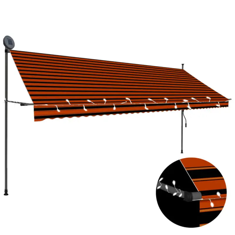Uittrekbare zonwering voor raam terras en tuin - Oranje en bruin / 1 / 400 cm - Zonwering