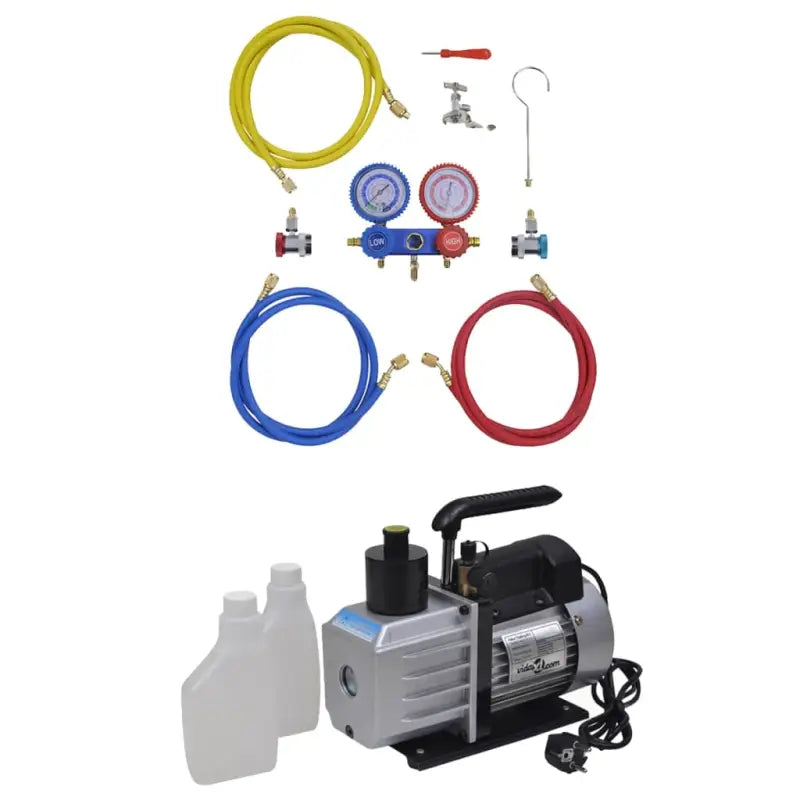 Vacuümpomp voor airconditioning met 4-voudige manometerset en aluminium behuizing - 50 l / min / 2-weg - Accessoires