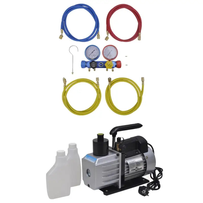 Vacuümpomp voor Airconditioning met aluminium behuizing en 2-voudige manometerset - 50 l / min / 4-weg - Accessoires