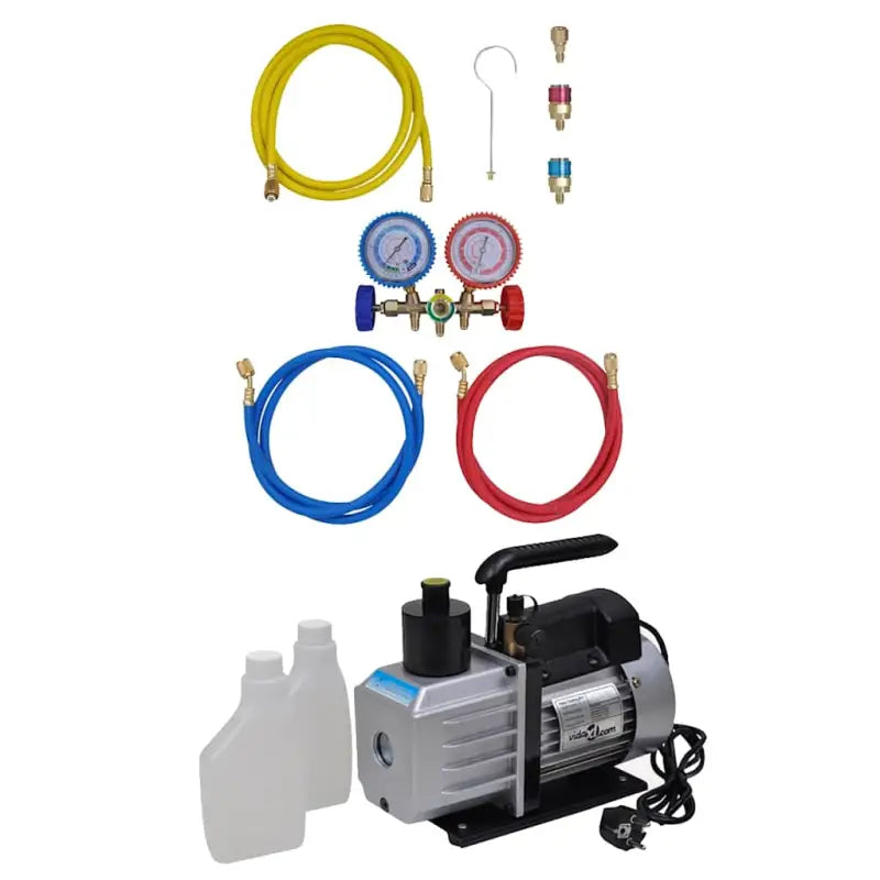 Vacuümpomp voor Airconditioning met aluminium behuizing en 2-voudige manometerset - 50 l / min / 2-weg - Accessoires