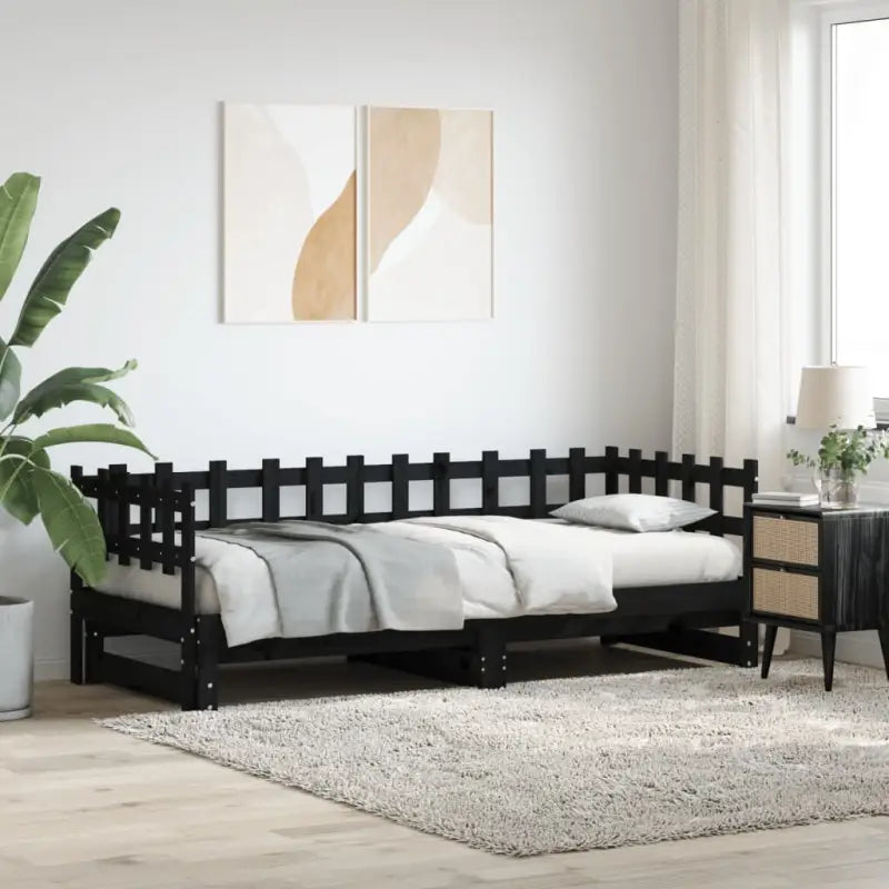 Veelzijdige slaapbank van massief grenenhout met diverse afmetingen - Zwart / 80 x 200 cm - Bedden & bedframes