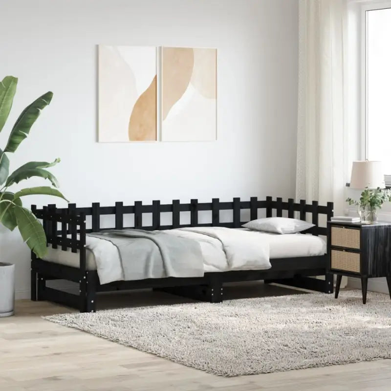Veelzijdige slaapbank van massief grenenhout met diverse afmetingen - Zwart / 90 x 190 cm - Bedden & bedframes