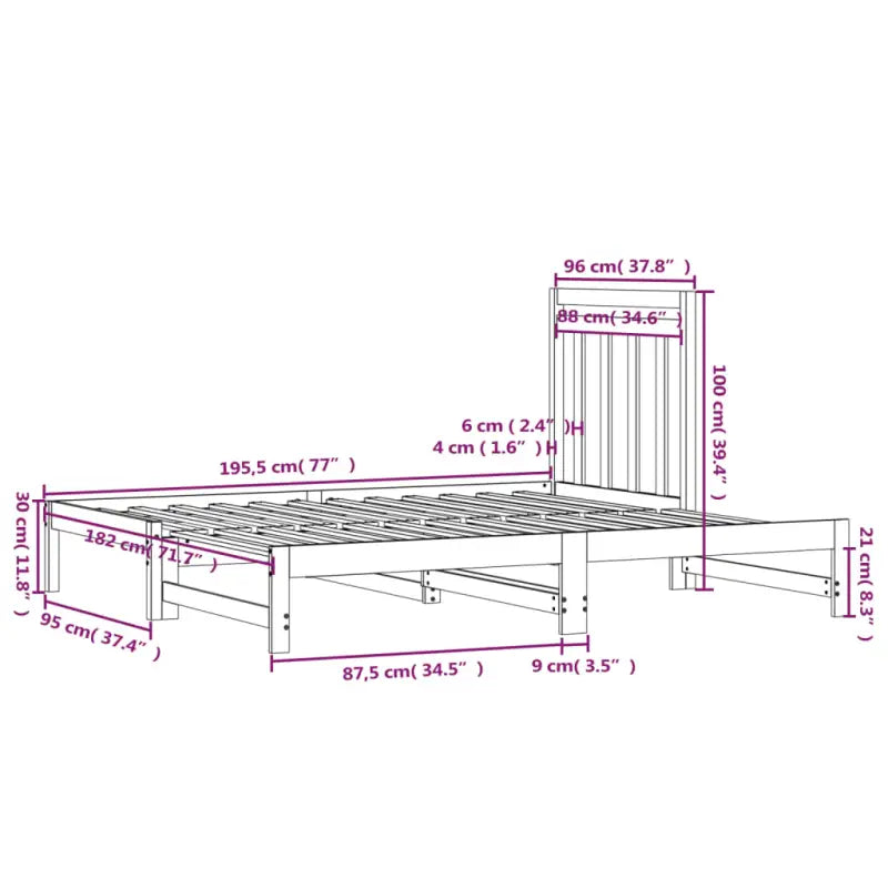Veelzijdige slaapbank van massief grenenhout met passende afmetingen - Bedden & bedframes