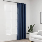 Verduisterende linnen-look gordijnen met metalen haken voor elk interieur - Blauw / 1 - Gordijnen & vitrages
