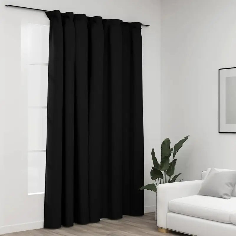 Verduisterende linnen-look gordijnen met metalen haken voor elk interieur - Antraciet / 1 - Gordijnen & vitrages
