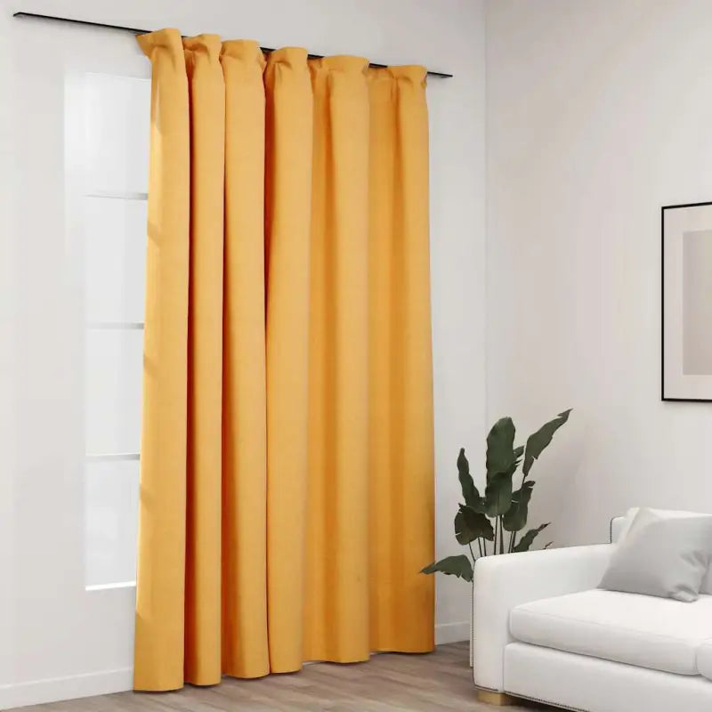 Verduisterende linnen-look gordijnen met metalen haken voor elk interieur - Geel / 1 - Gordijnen & vitrages