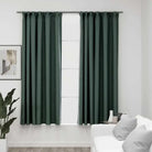 Verduisterende linnen-look gordijnen met metalen haken voor privacy - Groen / 140 x 175 cm / 2 - Gordijnen & vitrages
