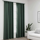 Verduisterende linnen-look gordijnen met metalen haken voor privacy - Groen / 140 x 245 cm / 2 - Gordijnen & vitrages