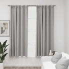 Verduisterende linnen-look gordijnen met metalen haken voor privacy - Grijs / 140 x 175 cm / 2 - Gordijnen & vitrages