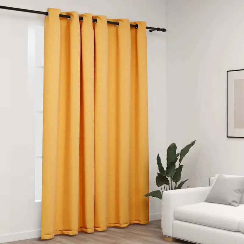 Verduisterende linnen-look gordijnen voor licht en privacy - Geel / 290 x 245 cm / 1 - Gordijnen & vitrages