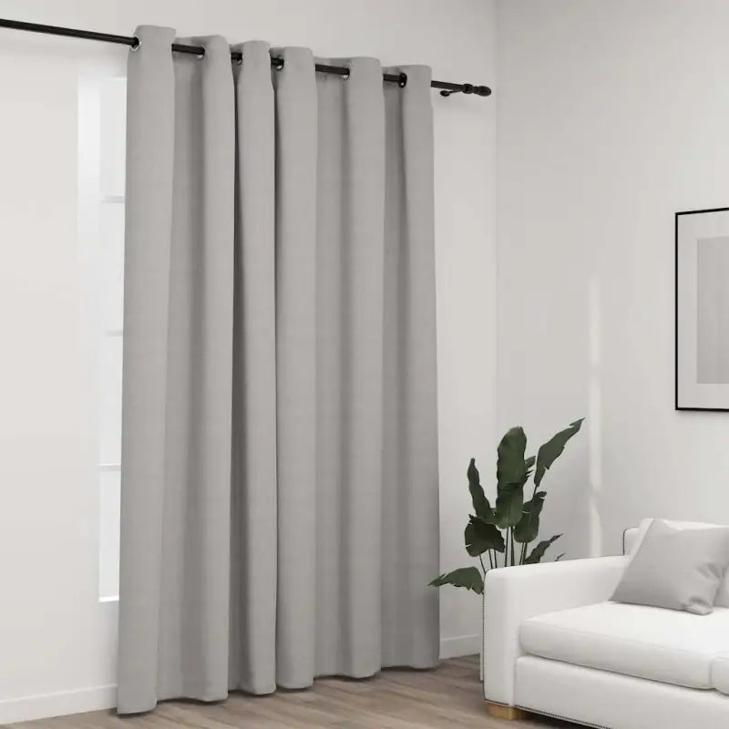 Verduisterende linnen-look gordijnen voor licht en privacy - Grijs / 290 x 245 cm / 1 - Gordijnen & vitrages