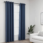 Verduisterende linnen-look gordijnen voor woonkamer slaapkamer en kantoor - Blauw / 140 x 225 cm / 2 - Gordijnen &