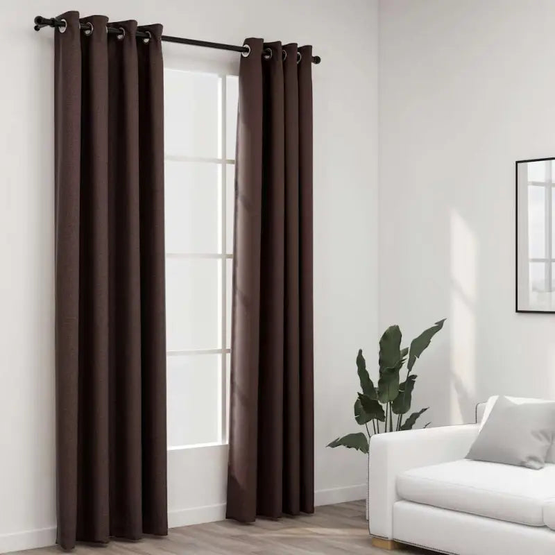 Verduisterende linnen-look gordijnen voor woonkamer slaapkamer en kantoor - Taupe / 140 x 245 cm / 2 - Gordijnen &