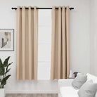 Verduisterende linnen-look gordijnen voor woonkamer slaapkamer en kantoor - Beige / 140 x 175 cm / 2 - Gordijnen &