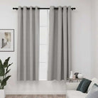 Verduisterende linnen-look gordijnen voor woonkamer slaapkamer en kantoor - Grijs / 140 x 175 cm / 2 - Gordijnen &