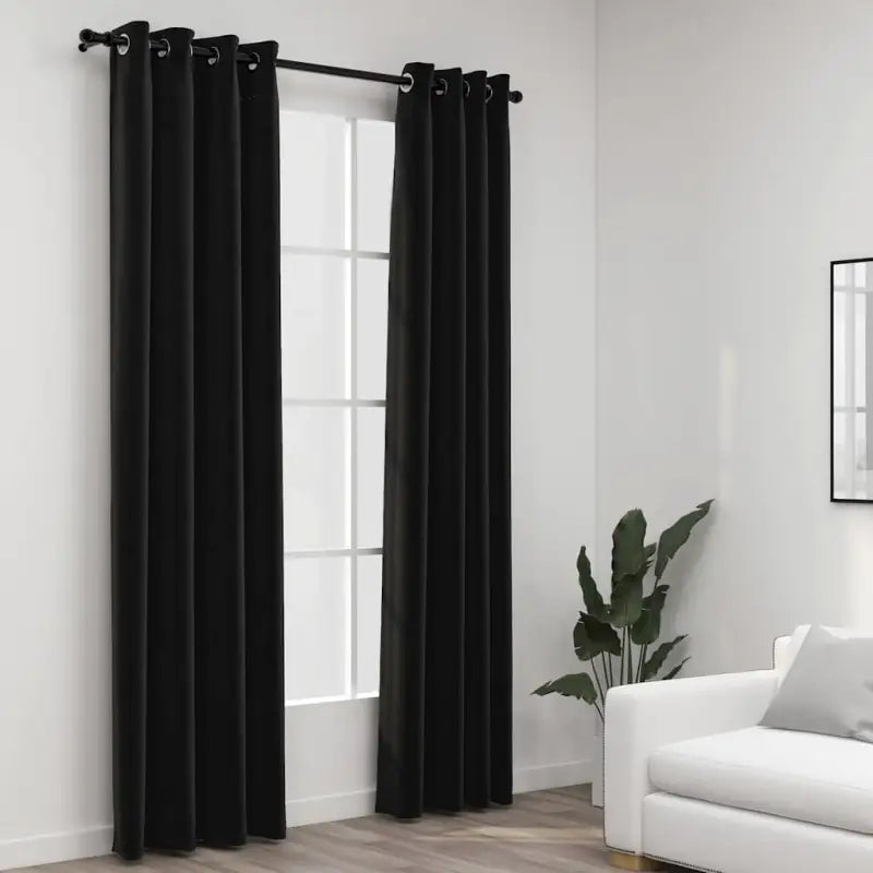 Verduisterende linnen-look gordijnen voor woonkamer slaapkamer en kantoor - Antraciet / 140 x 225 cm / 2 - Gordijnen &