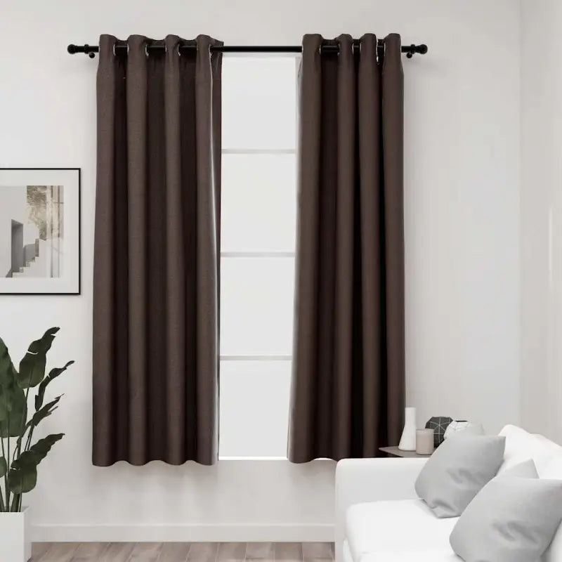 Verduisterende linnen-look gordijnen voor woonkamer slaapkamer en kantoor - Taupe / 140 x 175 cm / 2 - Gordijnen &