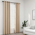 Verduisterende linnen-look gordijnen voor woonkamer slaapkamer en kantoor - Beige / 140 x 245 cm / 2 - Gordijnen &
