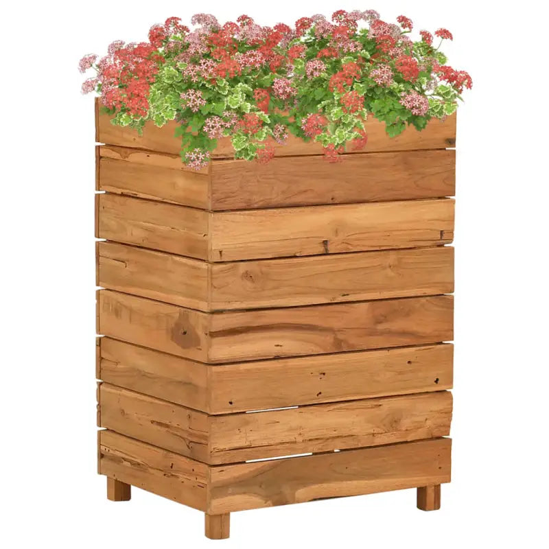 Verhoogd meubelstuk uniek met gerecycled teakhout en stalen rek - 50 x 40 x 72 cm / 1 - Bloempotten & plantenbakken