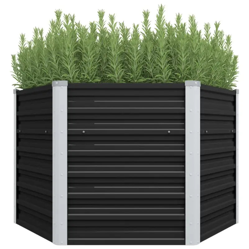 Verhoogde gegalvaniseerd staal plantenbak met open bodem voor tuin en balkon - Antraciet / 129 x 129 x 77 cm / 1