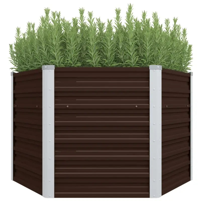Verhoogde gegalvaniseerd staal plantenbak met open bodem voor tuin en balkon - Bruin / 129 x 129 x 77 cm / 1