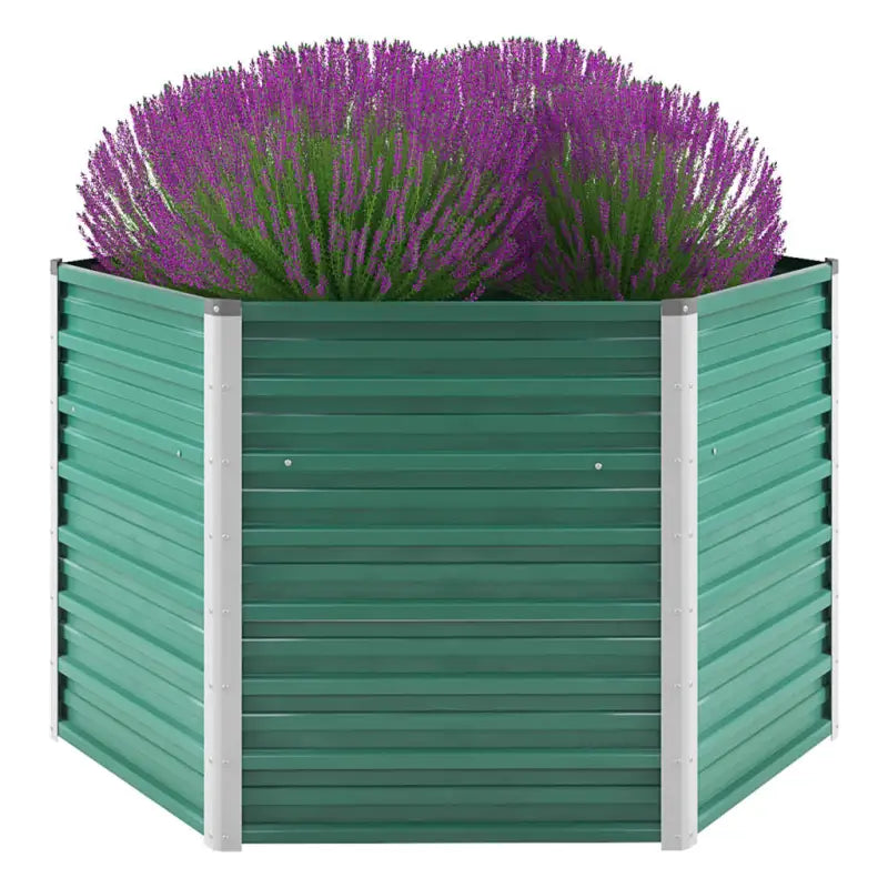 Verhoogde gegalvaniseerd staal plantenbak met open bodem voor tuin en balkon - Groen / 129 x 129 x 77 cm / 1