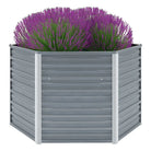 Verhoogde gegalvaniseerd staal plantenbak met open bodem voor tuin en balkon - Grijs / 129 x 129 x 77 cm / 1