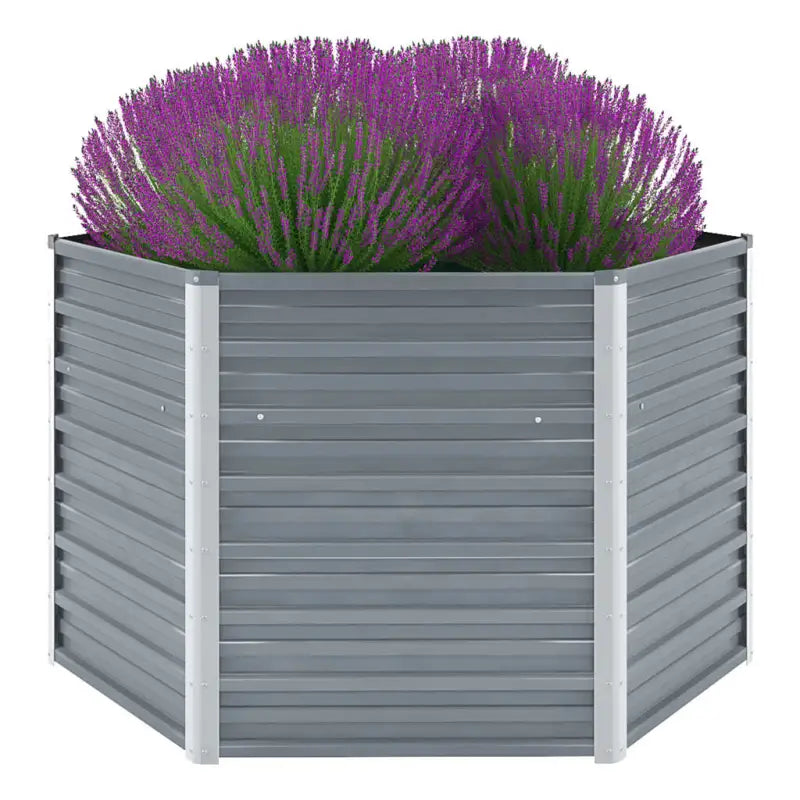 Verhoogde gegalvaniseerd staal plantenbak met open bodem voor tuin en balkon - Grijs / 129 x 129 x 77 cm / 1