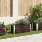 Verhoogde gegalvaniseerd staal plantenbak voor tuin en balkon decoratie - Bruin / 100 x 40 x 45 cm / 1 - Bloempotten &