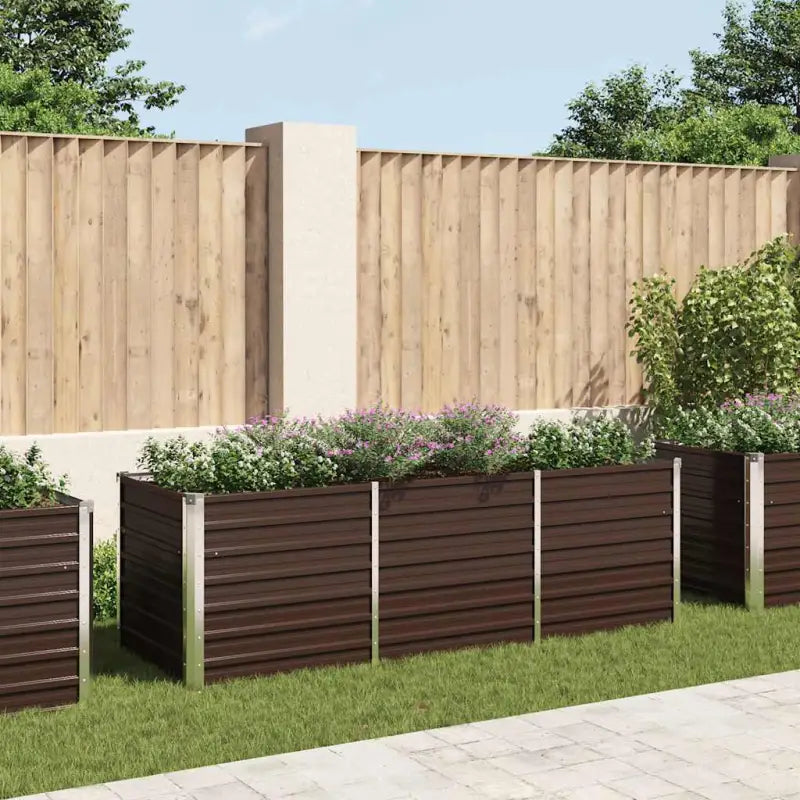 Verhoogde gegalvaniseerd staal plantenbak voor tuin en balkon decoratie - Bruin / 240 x 80 x 77 cm / 1 - Bloempotten &