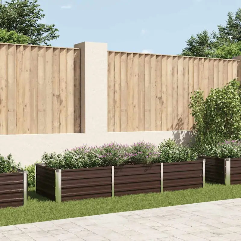 Verhoogde gegalvaniseerd staal plantenbak voor tuin en balkon decoratie - Bruin / 240 x 80 x 45 cm / 1 - Bloempotten &