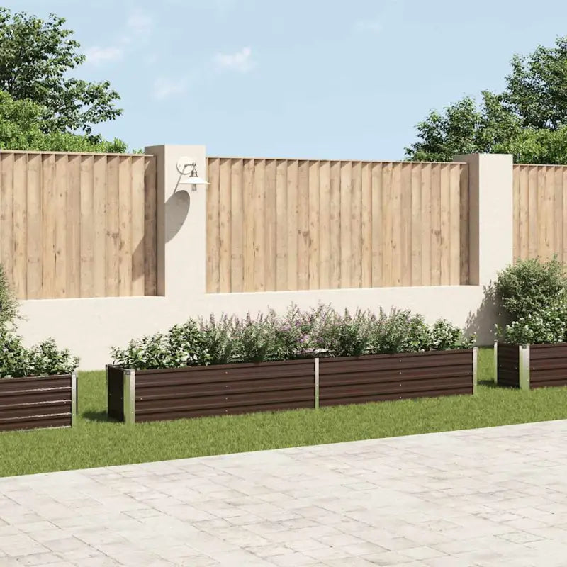 Verhoogde gegalvaniseerd staal plantenbak voor tuin en balkon decoratie - Bruin / 320 x 40 x 45 cm / 1 - Bloempotten &