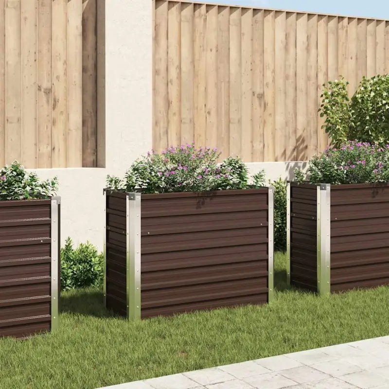 Verhoogde gegalvaniseerd staal plantenbak voor tuin en balkon decoratie - Bruin / 100 x 40 x 77 cm / 1 - Bloempotten &