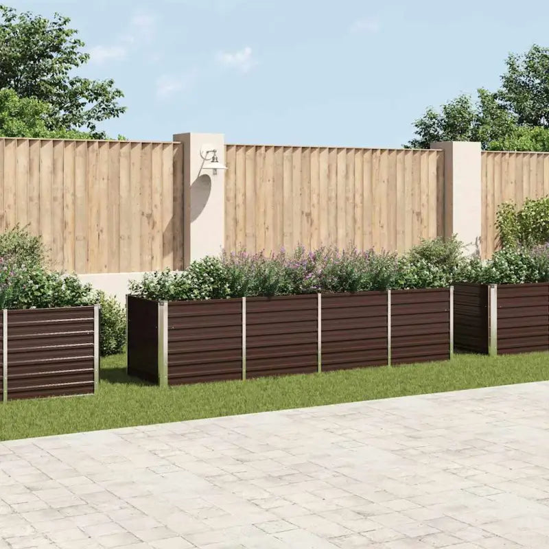 Verhoogde gegalvaniseerd staal plantenbak voor tuin en balkon decoratie - Bruin / 320 x 80 x 77 cm / 1 - Bloempotten &