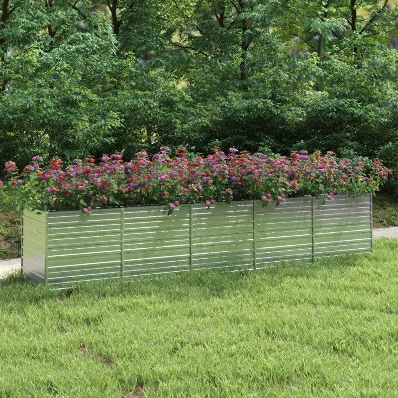 Verhoogde gegalvaniseerd stalen plantenbak voor tuin en balkon decoratie - 400 x 80 x 77 cm / 1 - Bloempotten &