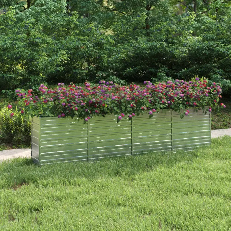 Verhoogde gegalvaniseerd stalen plantenbak voor tuin en balkon decoratie - 320 x 40 x 77 cm / 1 - Bloempotten &