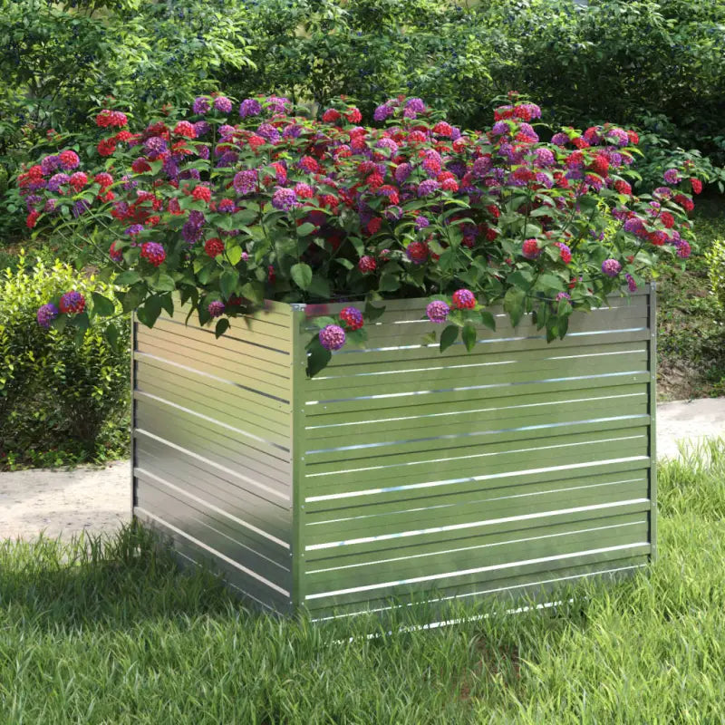 Verhoogde gegalvaniseerd stalen plantenbak voor tuin en balkon decoratie - 100 x 100 x 77 cm / 1 - Bloempotten &