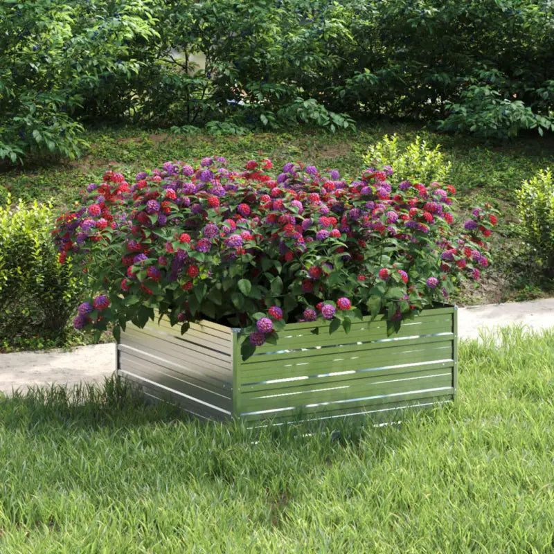 Verhoogde gegalvaniseerd stalen plantenbak voor tuin en balkon decoratie - 100 x 100 x 45 cm / 1 - Bloempotten &