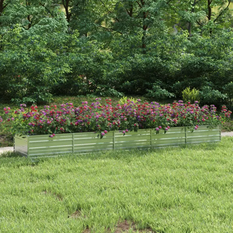 Verhoogde gegalvaniseerd stalen plantenbak voor tuin en balkon decoratie - 400 x 80 x 45 cm / 1 - Bloempotten &