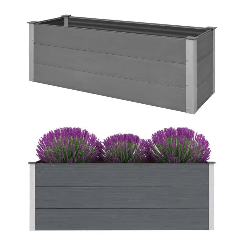 Verhoogde Houten Kunststof Compost plantenbak voor Buiten Tuin - Grijs / 150 x 50 x 54 cm / 1 - Bloempotten &