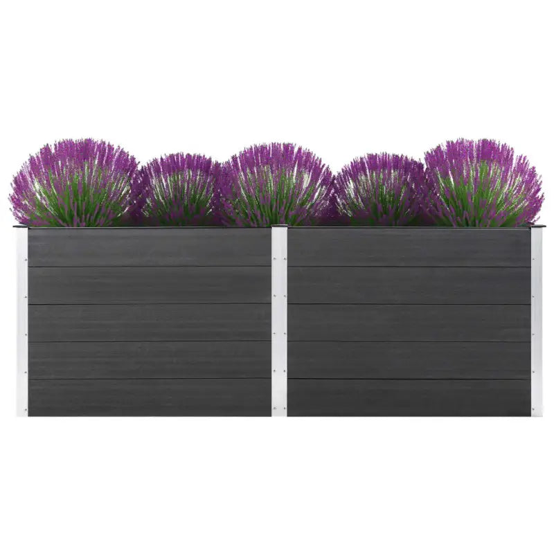 Verhoogde Houten Kunststof Compost plantenbak voor Buiten Tuin - Grijs / 250 x 100 x 91 cm / 1 - Bloempotten &