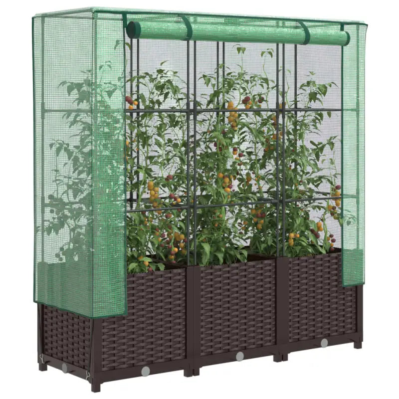 Verhoogde plantenbak met kasdek voor extra groeiruimte - Bruin / 120 x 40 x 138 cm / 1 - Bloempotten & plantenbakken
