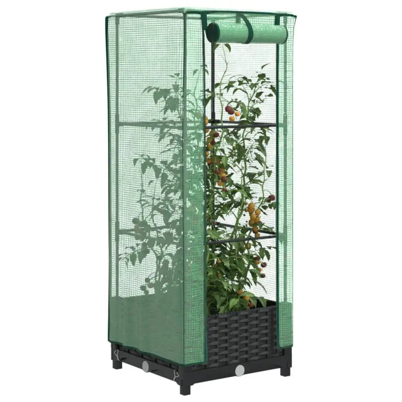 Verhoogde plantenbak met kasdek voor extra groeiruimte - Zwart / 40 x 40 x 123 cm / 1 - Bloempotten & plantenbakken