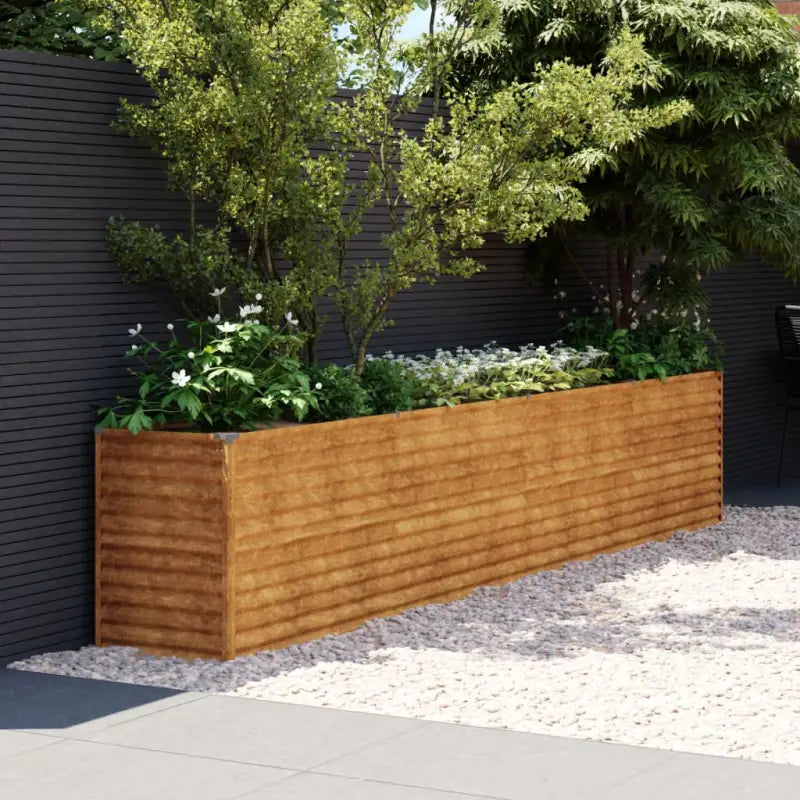 Verhoogde plantenbak van cortenstaal voor tuin en balkon decoratie - 385 x 50 x 69 cm / 1 - Bloempotten & plantenbakken